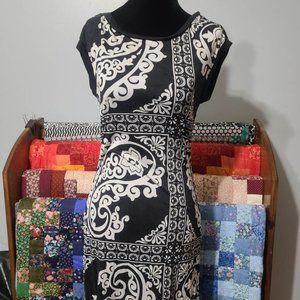 Black and white floral mini dress